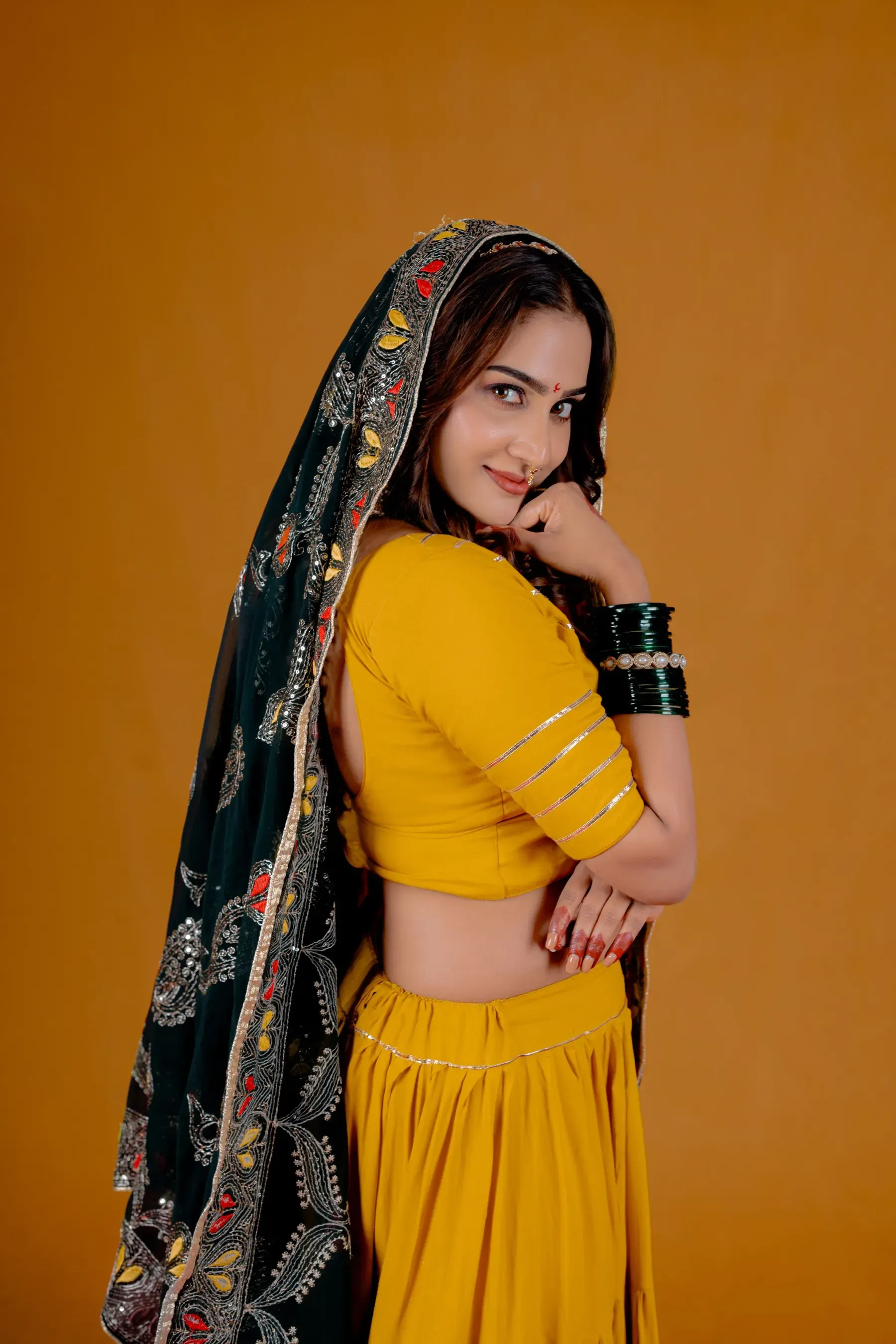 Haldi Gota Patti Tiered Lehenga, detail